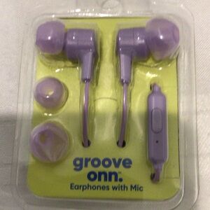 groove Purple Earbud Headphones with Mic